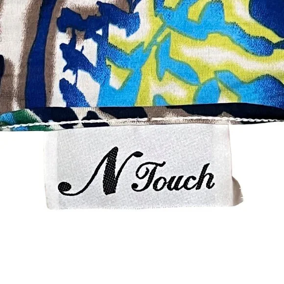N Touch Ruffle Blouse 3X/4X Multicolor Animal Print Stretch Flutter Sleeve Plus - Picture 7 of 8